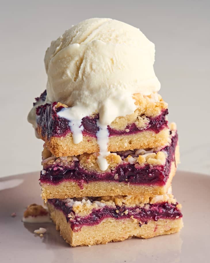 4th of july bars stacked on top of each other with ice cream on top