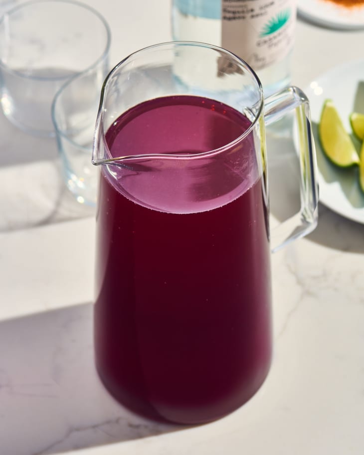 hibiscus cocktail in a pitcher