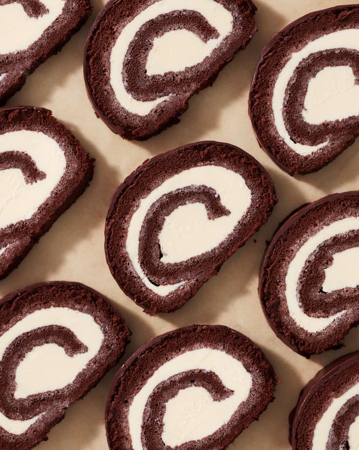 Sliced swiss rolls