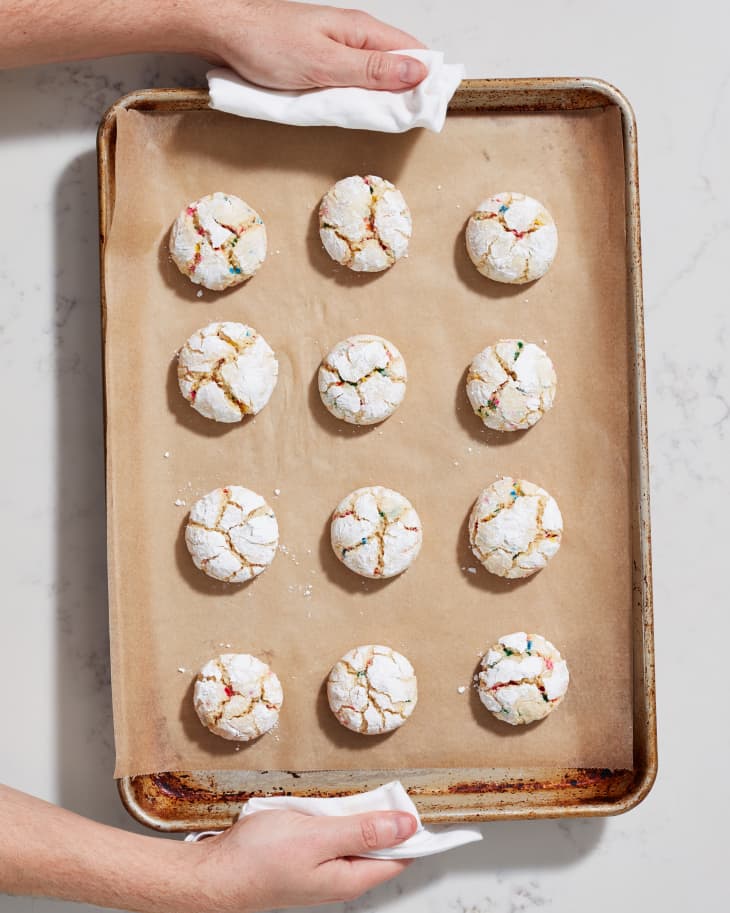 cookies on parchment paper baking sheet