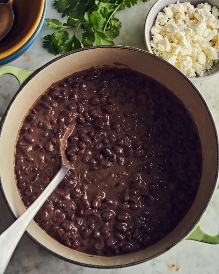 black bean soup in a pot