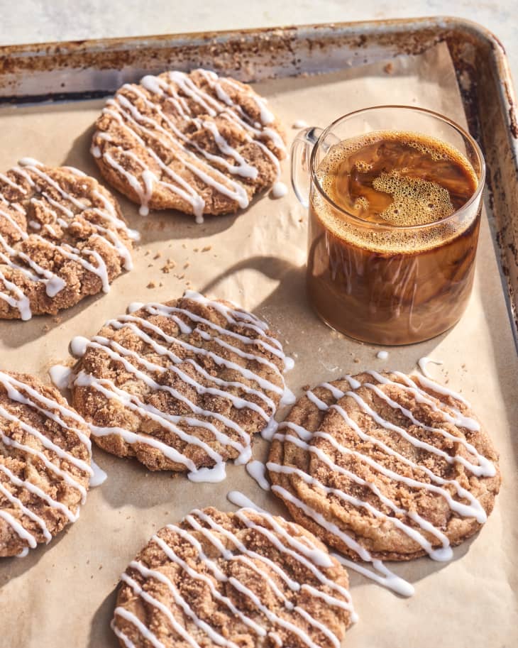 coffee cake cookies on a sheet pan