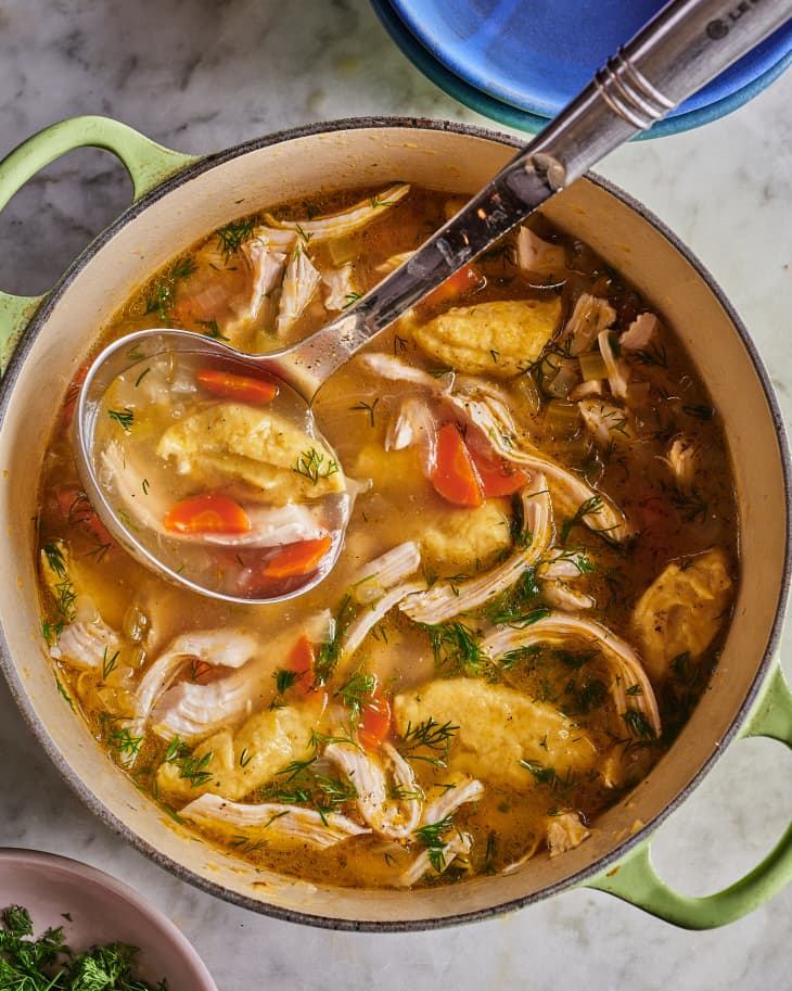 chicken and clunkers in a pot