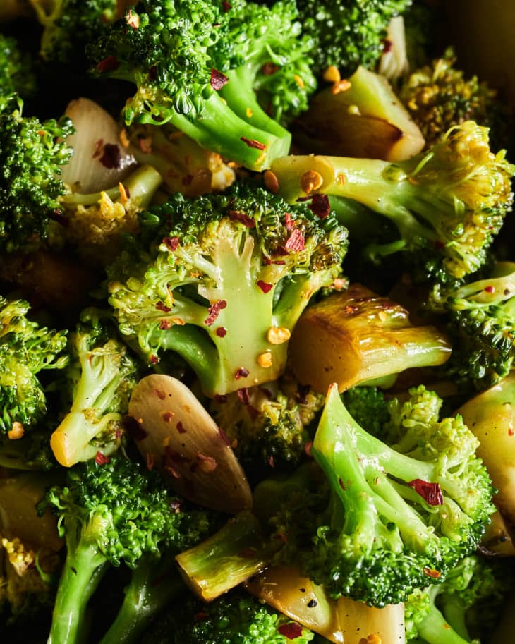 Closeup shot of sautéed broccoli