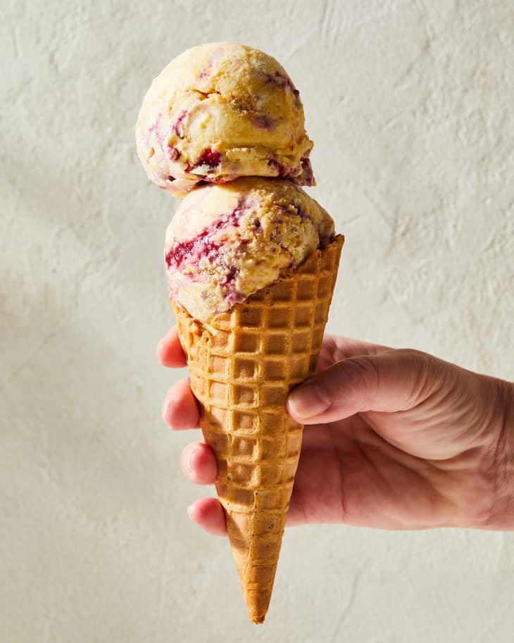 berry ice cream cone on