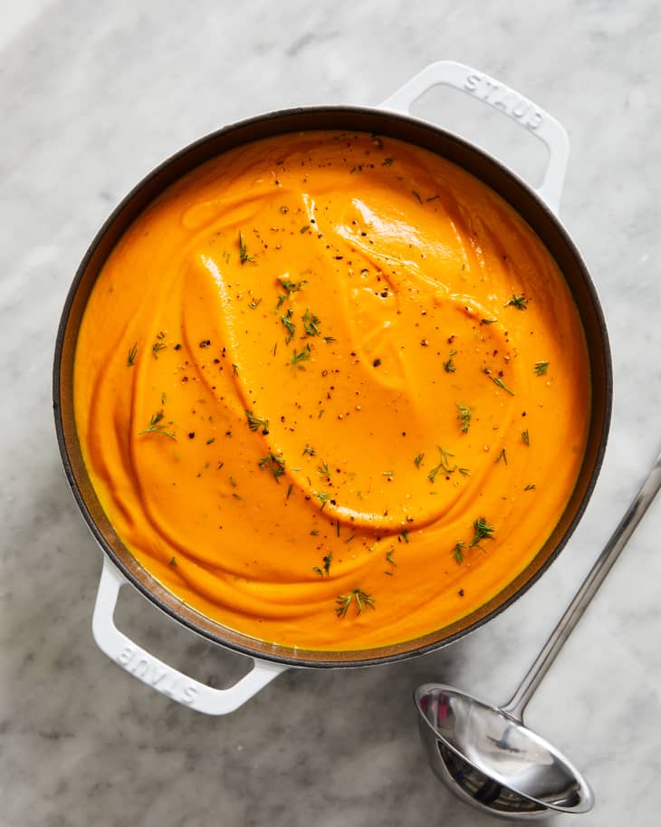 carrot soup in a pot