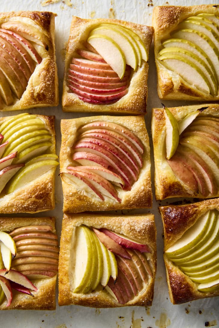 puff pastry apple squares on marble