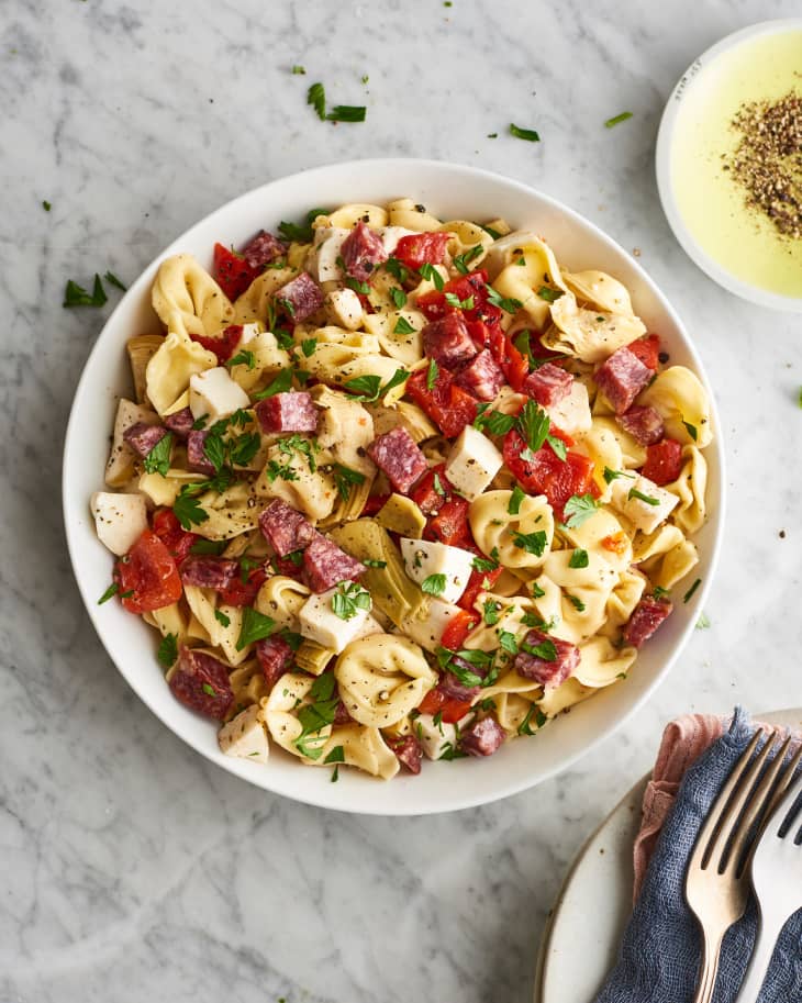 Cheese Tortellini with Salami, Mozzarella, and Marinated Veggies | Kitchn