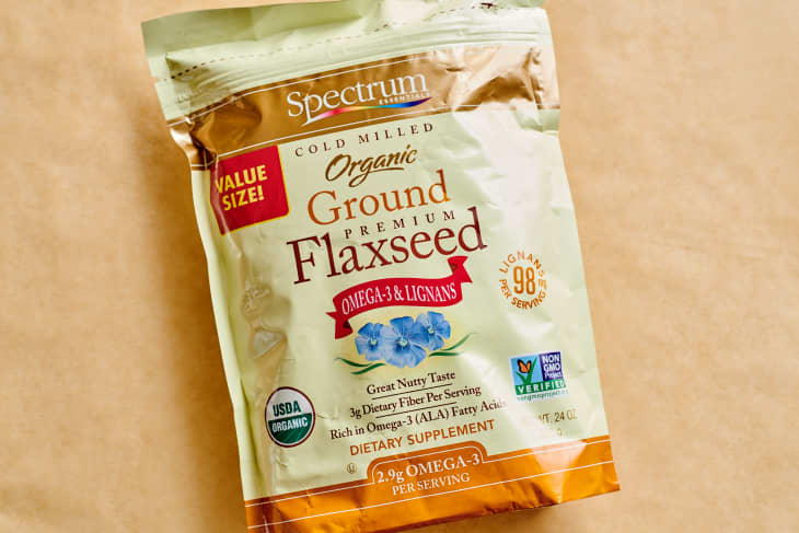 A package of ground flaxseed.