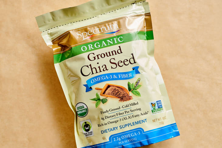 A bag of ground chia seeds.