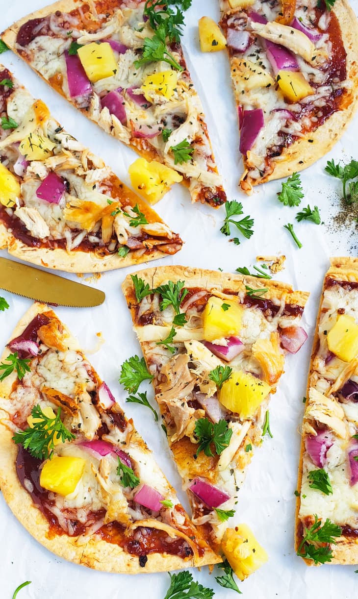 Individual BBQ Chicken and Pineapple Flatbread Pizzas
