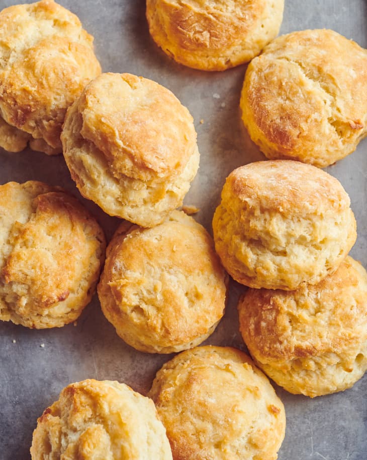 Carla Hall buttermilk biscuits on baking pan.