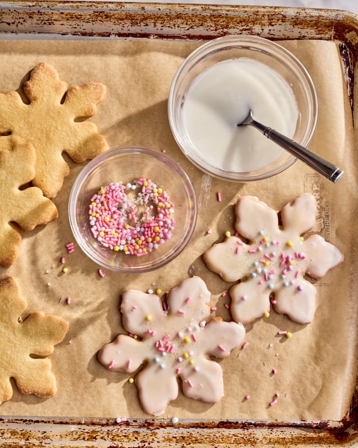sugar cookies on a baking sheet