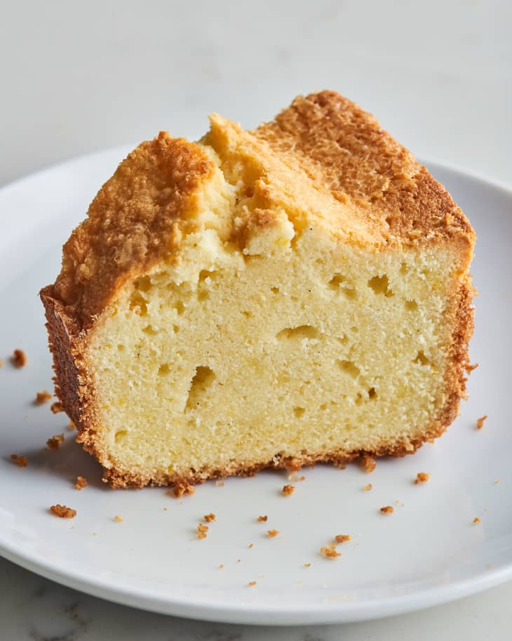 slice of pound cake on a plate