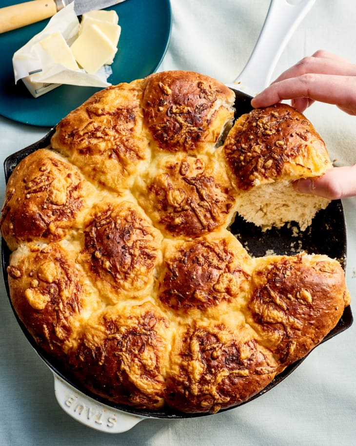 irish potato cheddar rolls in pan