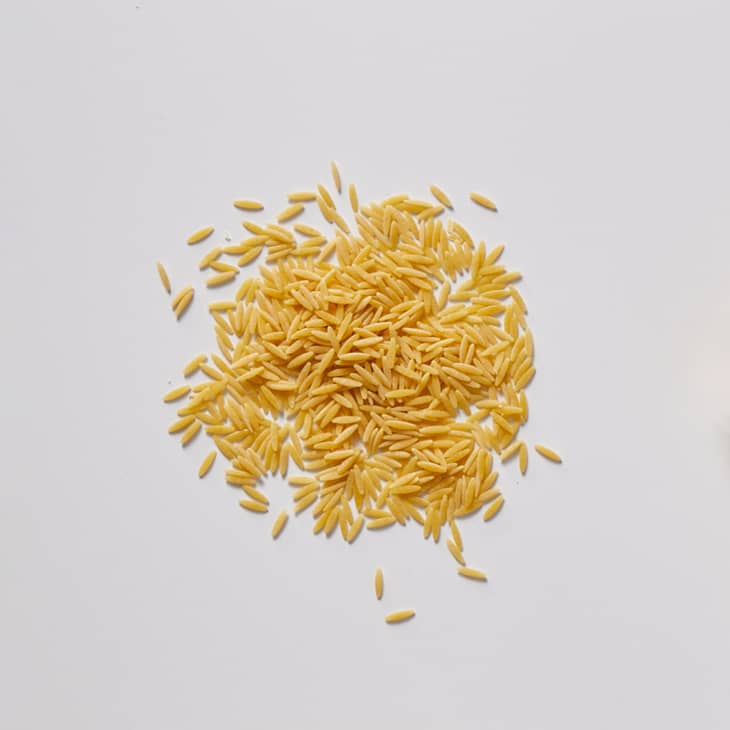 orzo on a white surface
