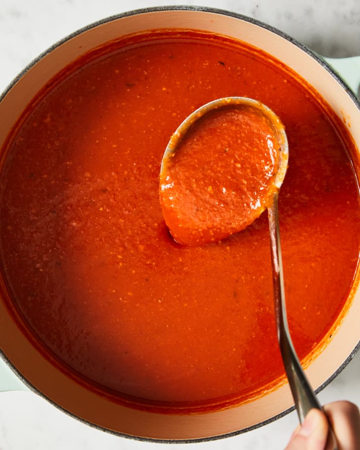 Tomato soup in large pot