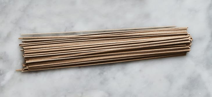 Soba noodles on a surface