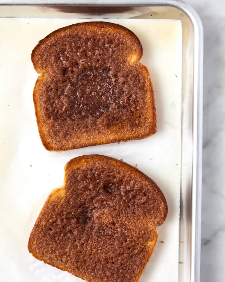 cinnamon toast on baking sheet