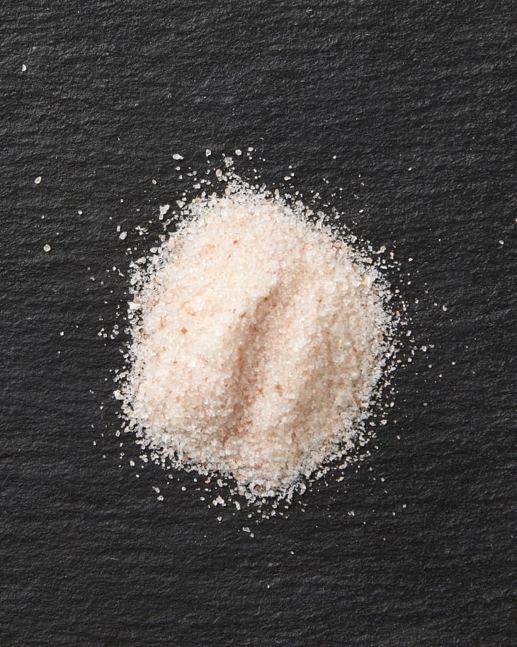 Overhead view of Himalayan pink salt.