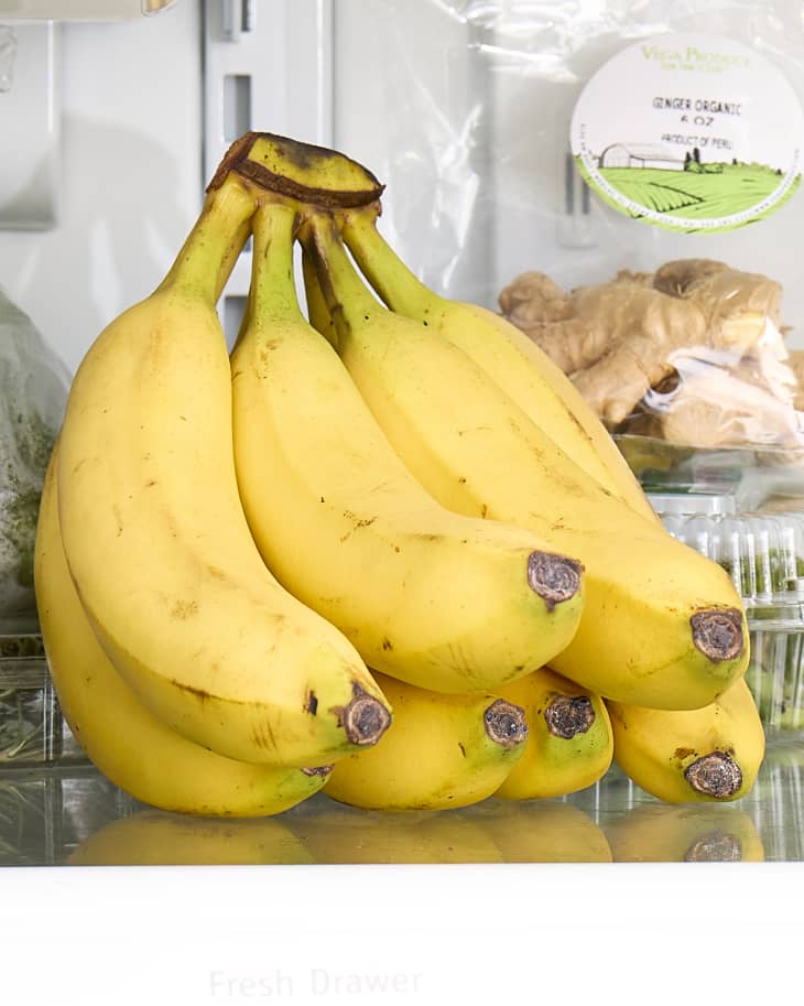 shot of bananas in the fridge.
