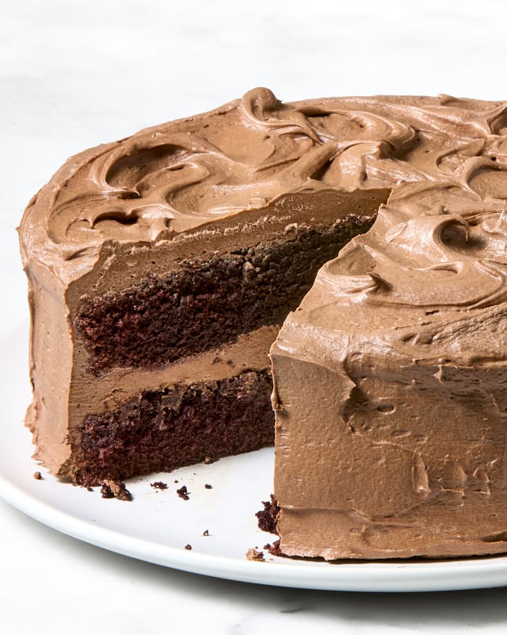 Add a Pinch's chocolate cake with a slice out