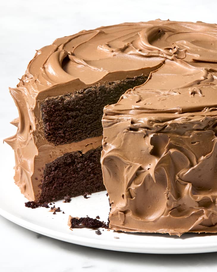 Ina Garten's chocolate cake with a slice out