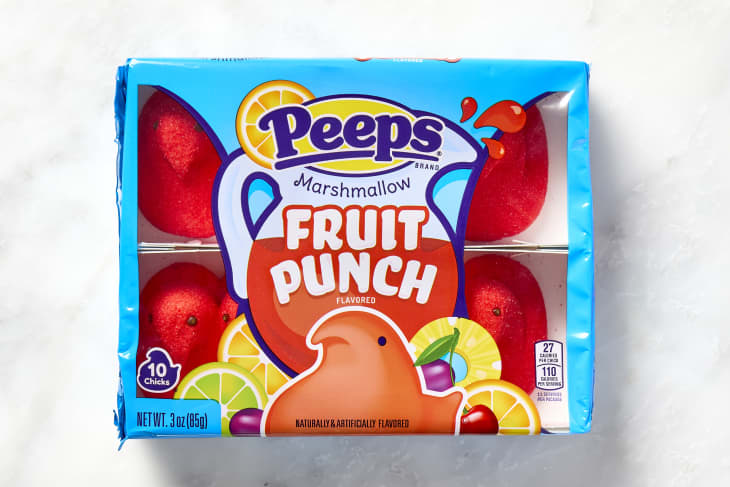 shot of fruit punch peeps in the package.