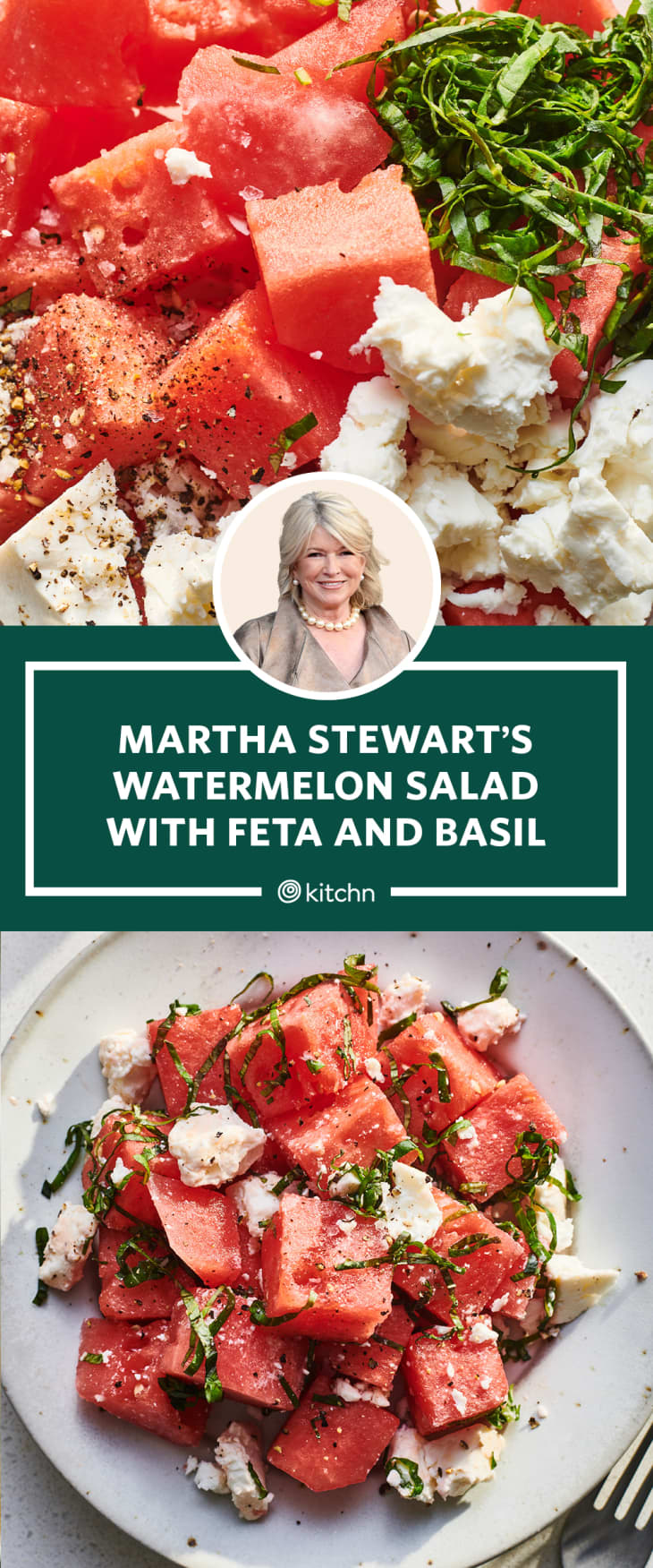 Photos of Martha Stewart and her Watermelon Salad recipe