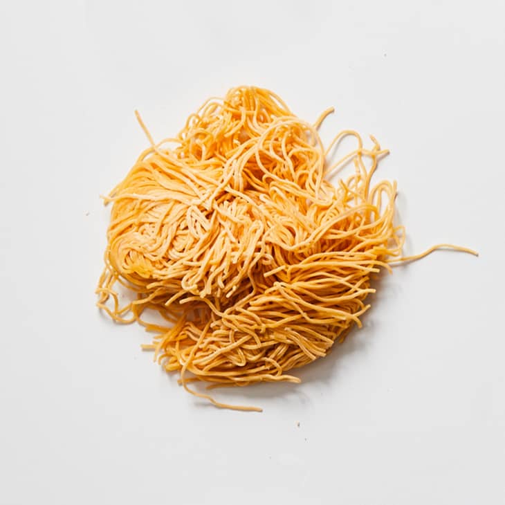 Wonton noodles on a surface
