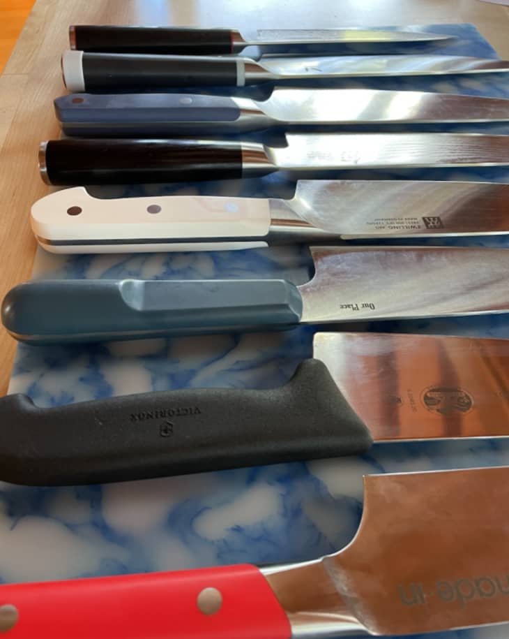 lineup of chef's knives
