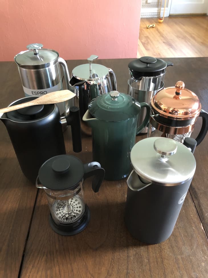 several French presses on table