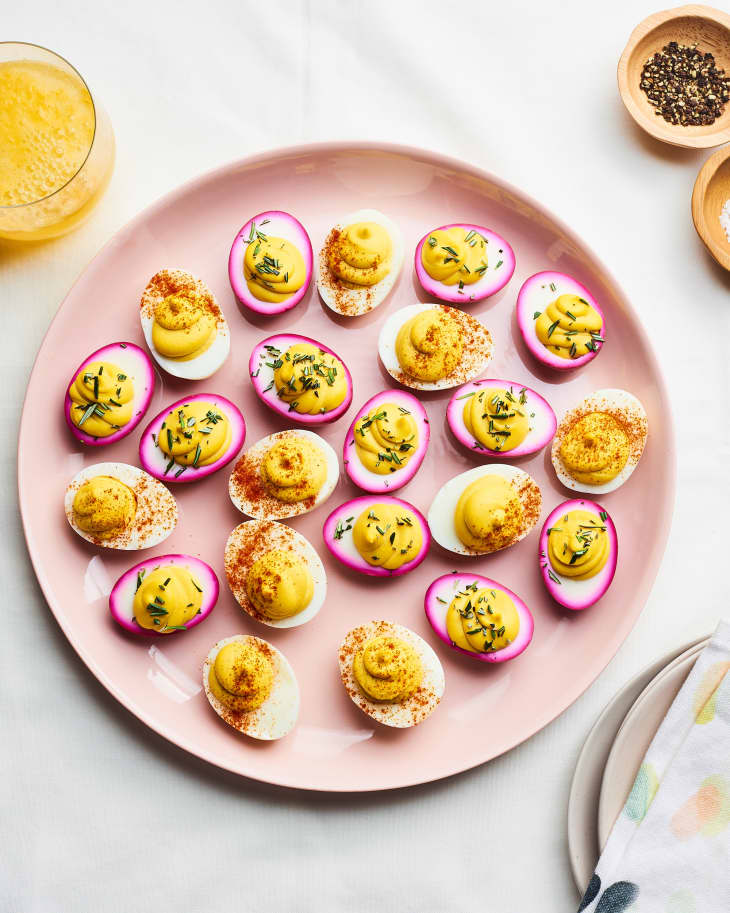 Yellow Now Designs Deviled Egg Tray Stoneware Holds Dozen Eggs 
