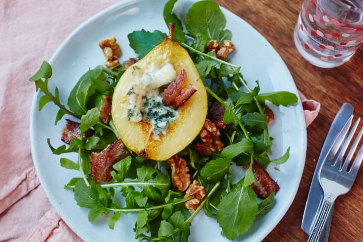 Roasted Pears with Bacon and Blue Cheese