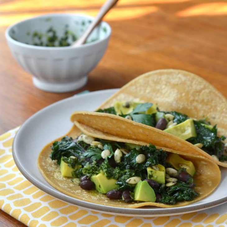 Kale and Black Bean Tacos with Chimichurri