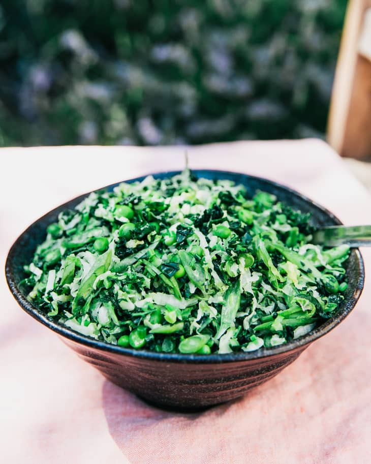 Napa Cabbage and Kale Coleslaw with Creamy Miso-Ginger Dressing  