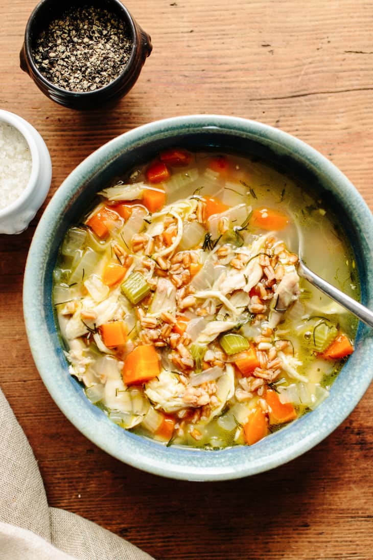 Chicken Soup with Fennel and Farro 