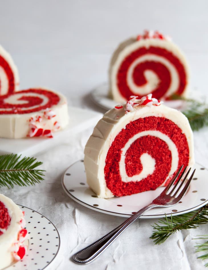Peppermint Red Velvet Cake Roll