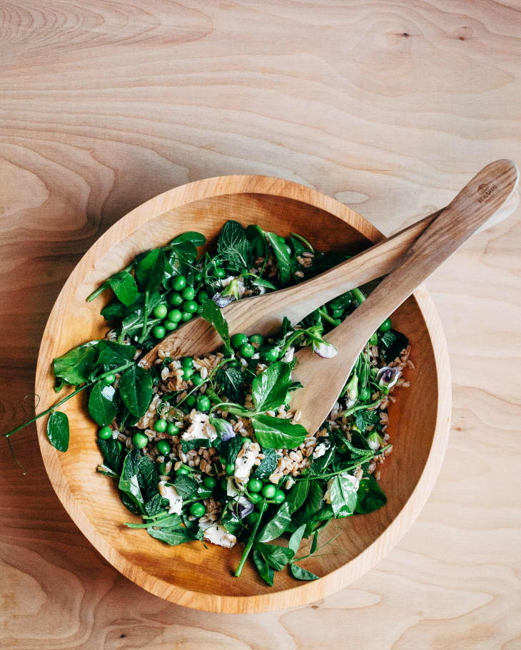 Toasted Farro Salad with Fresh Peas, Pea Shoots, and Herbs