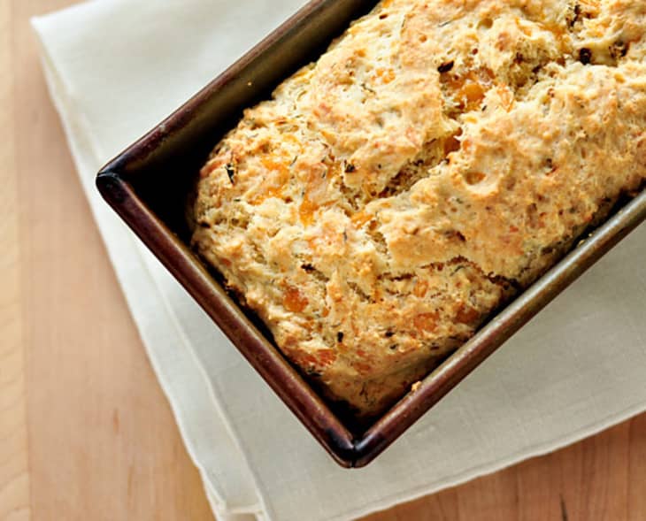 A close-up shot of buttermilk quick bread or loaf