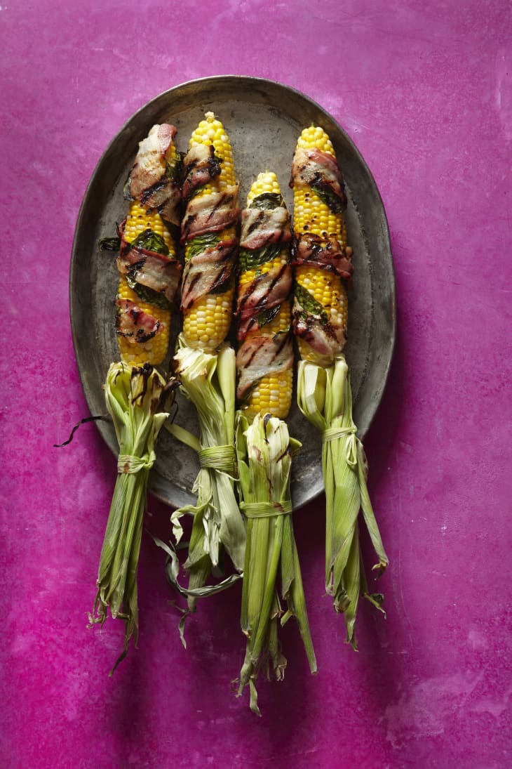 Bacon and Basil Wrapped Corn 