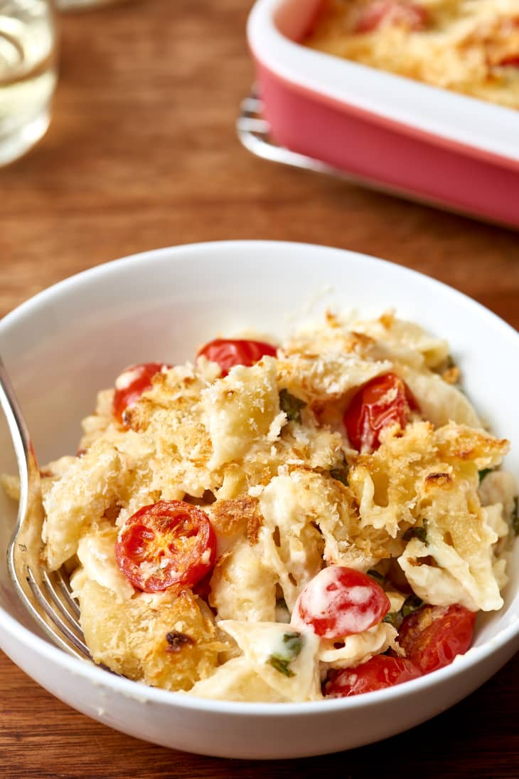 Recipe The Ultimate Baked Caprese Mac And Cheese Kitchn
