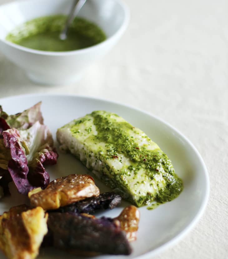 Baked Halibut with Chimichurri