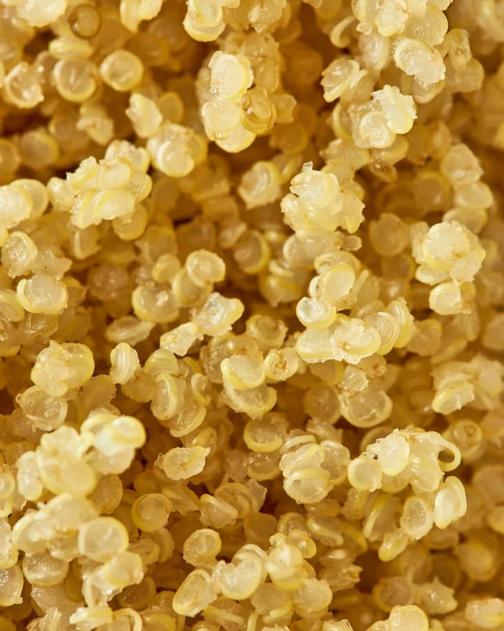 Close-up shot of cooked quinoa grains