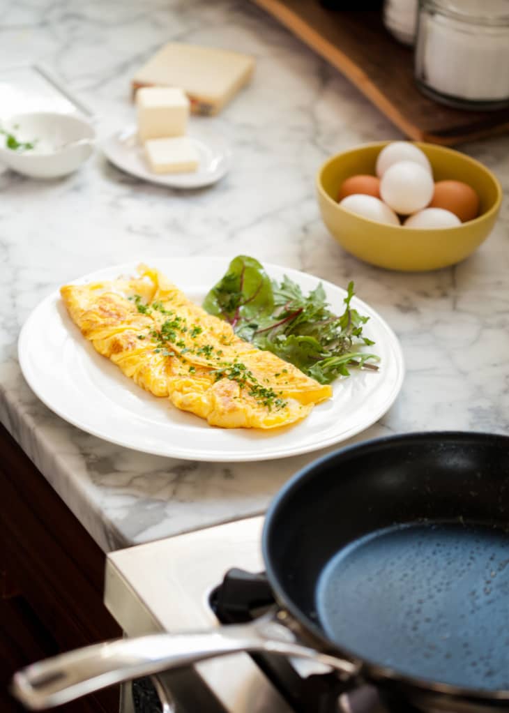 Delicious Classic French Omelet Still On A Cast Iron Pan On Top Of