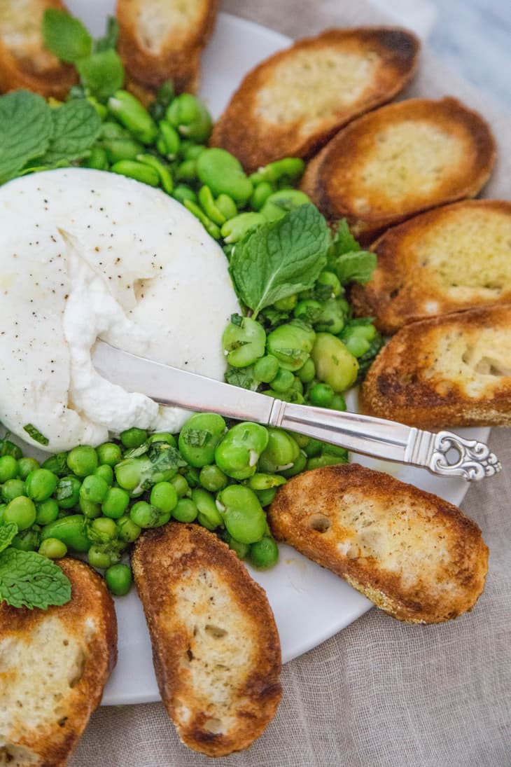 Fava Beans and Peas with Burrata