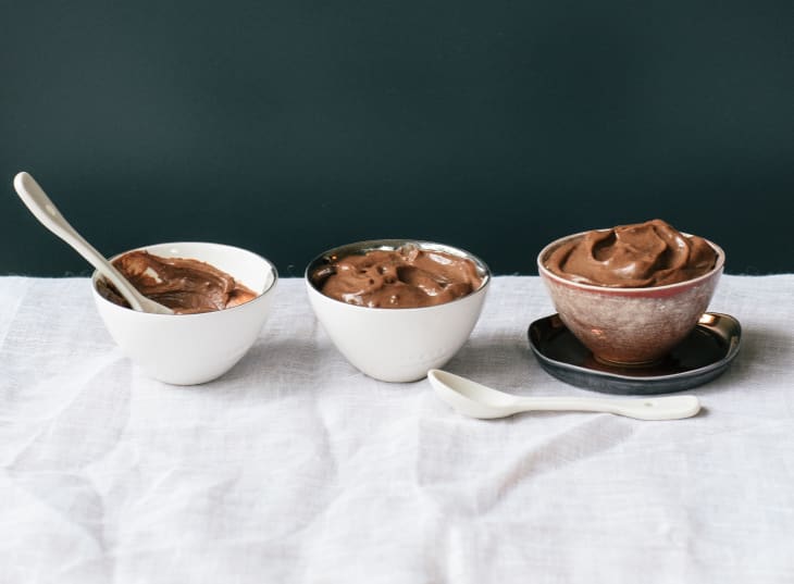 Chocolate pudding served in small bowls