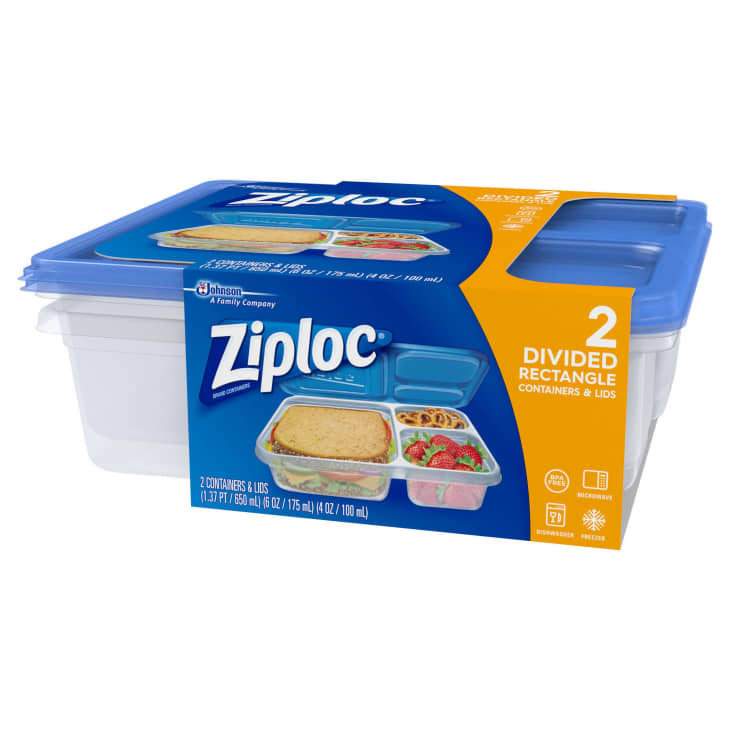 Ziploc Containers & Lids, Divided, Rectangle 2 Ea, Food Storage Containers