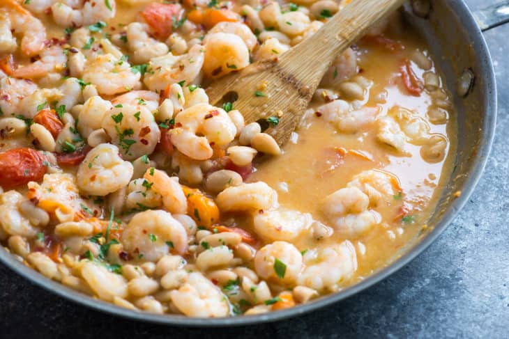 Spicy Shrimp Skillet with Tomatoes and White Beans