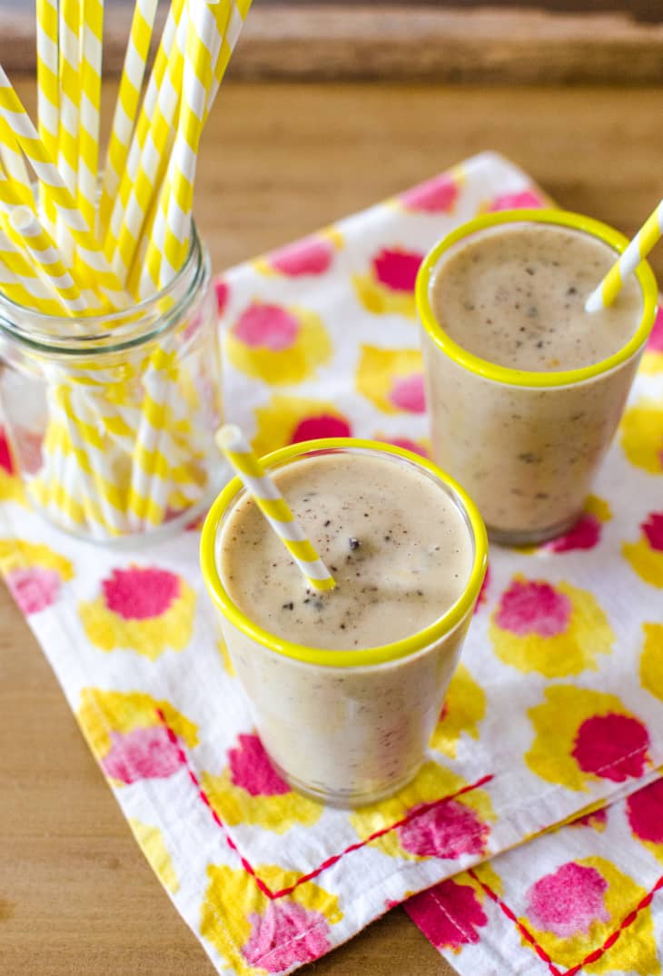 Frozen Banana, Peanut Butter & Chocolate Chip Milkshake